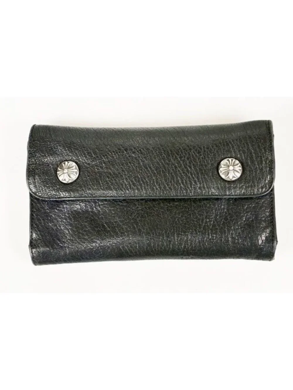 Chrome Hearts Wave Cross Ball Navy Wallet Leather